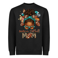 Black American Football Mom Afro Messy Bun Heavyweight Sweatshirt - texasbilliewilder