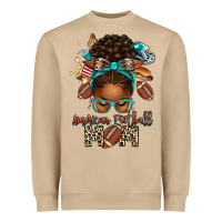 American Football Mom Afro Messy Bun Heavyweight Sweatshirt | Teevron