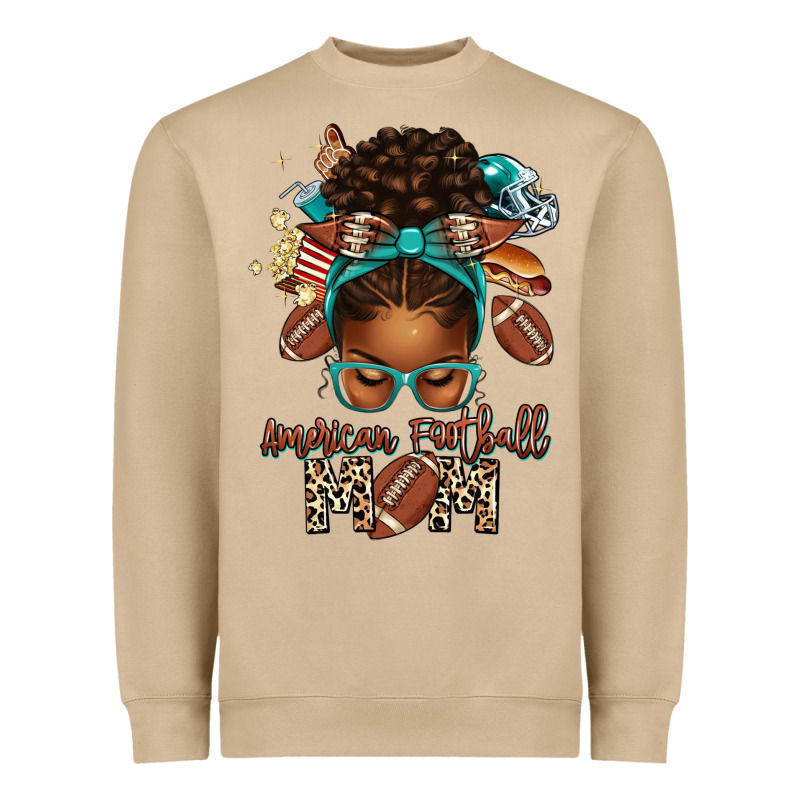 American Football Mom Afro Messy Bun Heavyweight Sweatshirt by texasbilliewilder | Teevron