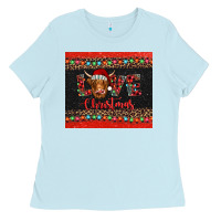 Baby Blue love christmas highland cow and turquoise gemstone Ladies Tee - Jasminsmagicworld