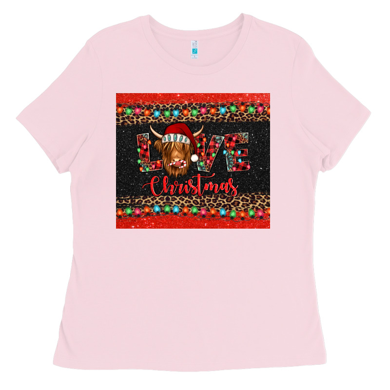 Love Christmas Highland Cow And Turquoise Gemstone Ladies Tee by Jasminsmagicworld | Teevron