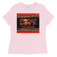 Bubblegum Pink love christmas highland cow and turquoise gemstone Ladies Tee - Jasminsmagicworld