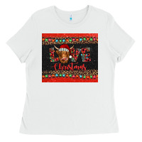 White love christmas highland cow and turquoise gemstone Ladies Tee - Jasminsmagicworld
