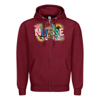Burgundy nurse Zipper Hoodie - CowGirlArtShop