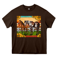Chocolate Brown Western Ranch Horses Heavy Core Tee - LillyAllenDesigns