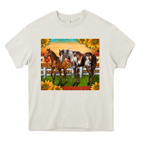 Cream Western Ranch Horses Heavy Core Tee - LillyAllenDesigns