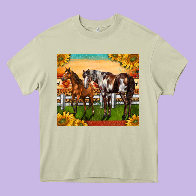 Western Ranch Horses Heavy Core Tee Designed By Lillyallendesigns