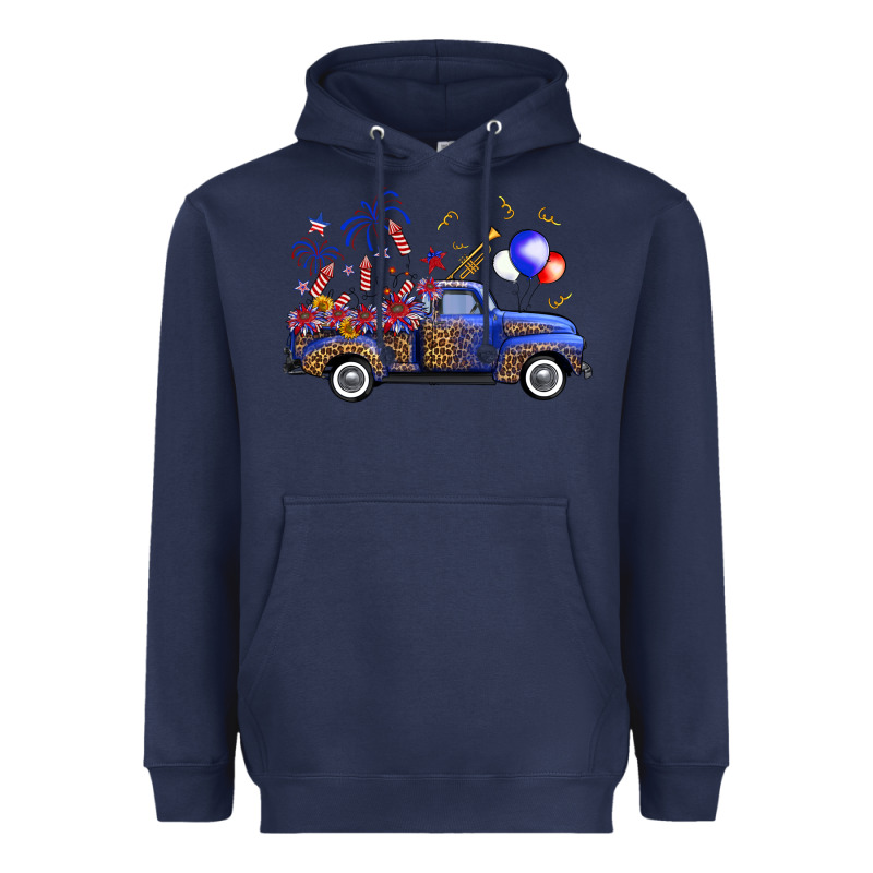 Western Truck Fourth Of July Heavyweight Hoodie by FaDigitalArtStudio | Teevron