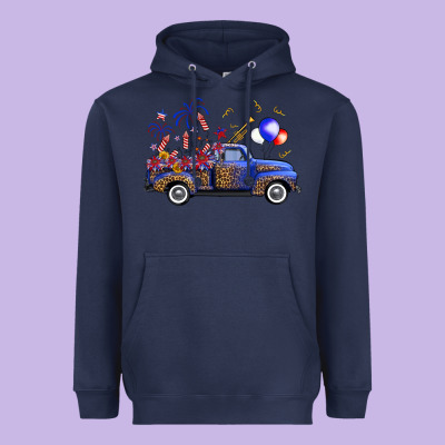 Western Truck Fourth Of July Heavyweight Hoodie Designed By Fadigitalartstudio