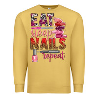 Antique Gold eat sleep nails repeat bbs Premium Sweatshirt - BundleAndBundleShop