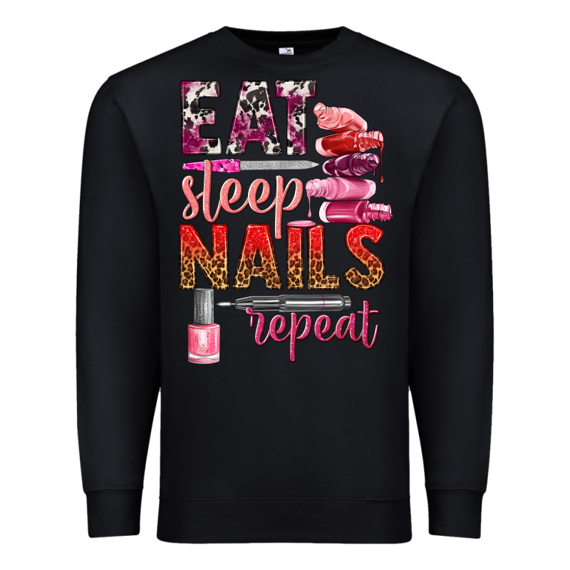 Eat Sleep Nails Repeat Bbs Premium Sweatshirt by BundleAndBundleShop | Teevron