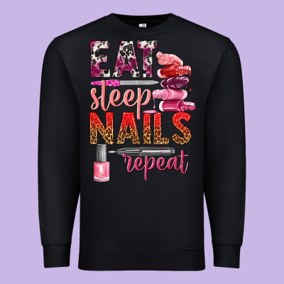 Eat Sleep Nails Repeat Bbs Premium Sweatshirt Designed By Bundleandbundleshop