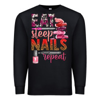 Black eat sleep nails repeat bbs Premium Sweatshirt - BundleAndBundleShop