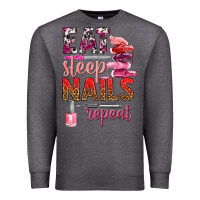 Charcoal Heather eat sleep nails repeat bbs Premium Sweatshirt - BundleAndBundleShop