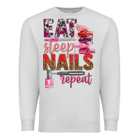 Dove Grey eat sleep nails repeat bbs Premium Sweatshirt - BundleAndBundleShop