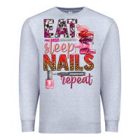 Heather Grey eat sleep nails repeat bbs Premium Sweatshirt - BundleAndBundleShop