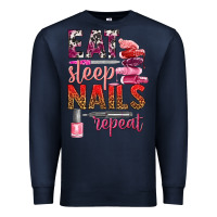 Navy eat sleep nails repeat bbs Premium Sweatshirt - BundleAndBundleShop