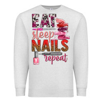 Oatmeal Heather eat sleep nails repeat bbs Premium Sweatshirt - BundleAndBundleShop