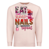 Pale Pink eat sleep nails repeat bbs Premium Sweatshirt - BundleAndBundleShop