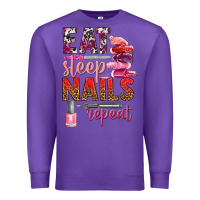 Purple eat sleep nails repeat bbs Premium Sweatshirt - BundleAndBundleShop