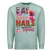 Seafoam eat sleep nails repeat bbs Premium Sweatshirt - BundleAndBundleShop