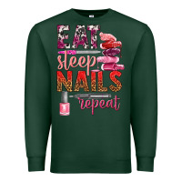 Sports Green eat sleep nails repeat bbs Premium Sweatshirt - BundleAndBundleShop