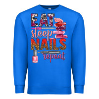 True Royal eat sleep nails repeat bbs Premium Sweatshirt - BundleAndBundleShop