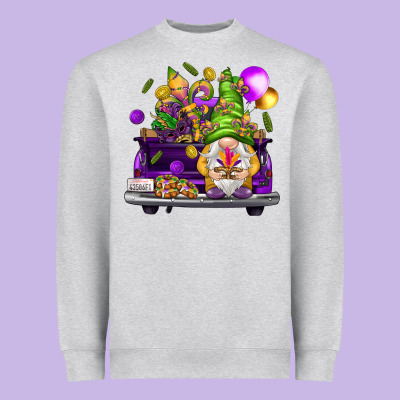 Mardi Gras Gnome On The Truck Heavyweight Sweatshirt Designed By Nancycooperartshop