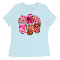 Baby Blue breast cancer coffee cups Ladies Tee - NancyCooperArtShop