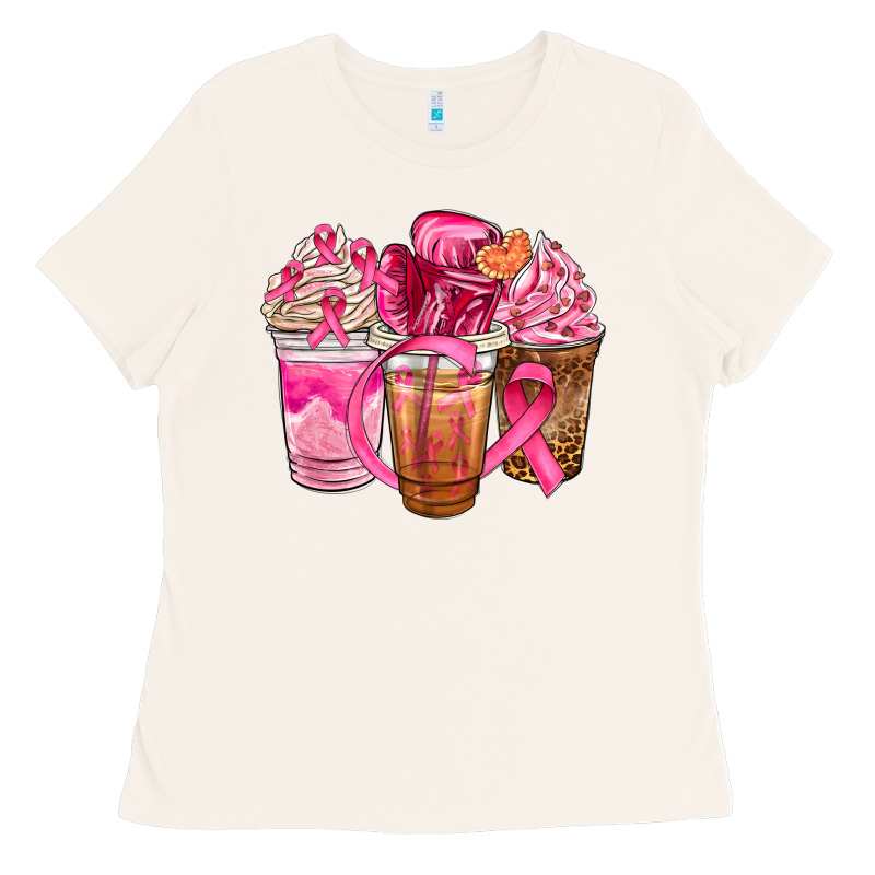 Breast Cancer Coffee Cups Ladies Tee by NancyCooperArtShop | Teevron
