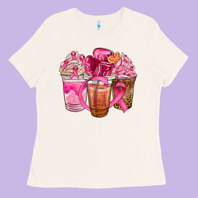 Breast Cancer Coffee Cups Ladies Tee Designed By Nancycooperartshop