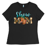 Black Western Show Mom Red Angus Ladies Tee - LillyAllenDesigns