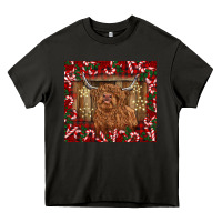 Asphalt Christmas highland cow with candy canes Heavy Core Tee - BarkalooDesign