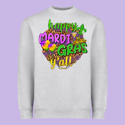 Happy Mardi Gras Y'all Heavyweight Sweatshirt Designed By Nancycooperartshop