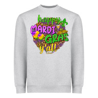 Heather Grey Happy Mardi Gras y'all Heavyweight Sweatshirt - NancyCooperArtShop