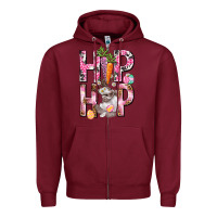 Burgundy Hip hop Easter Girl Easter Day Zipper Hoodie - HowdyJamesFarm
