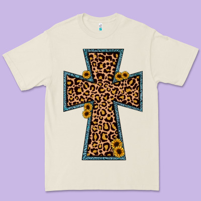 Leopard Sunflower Cross Premium Tee Designed By Jahusdesignshop
