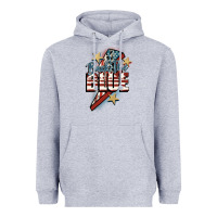 Heather Grey Back the blue Heavyweight Hoodie - FaDigitalArtStudio