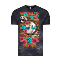 Cloud Black Play Ball Baseball With Pink Flowers 12 Oz Slim Can Cooler Vintage Tee - BundleAndBundleShop
