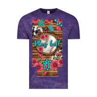 Cloud Purple Play Ball Baseball With Pink Flowers 12 Oz Slim Can Cooler Vintage Tee - BundleAndBundleShop
