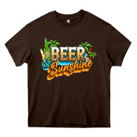 Chocolate Brown Beer and sunshine Heavy Core Tee - NancyCooperArtShop