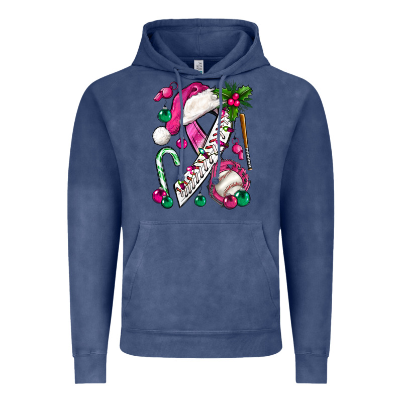Pink Christmas Breast Cancer Ribbon Baseball Vintage Hoodie by BundleAndBundleShop | Teevron