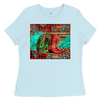 Baby Blue country boots and cowboy hat christmas Ladies Tee - Jasminsmagicworld