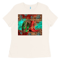 Bone country boots and cowboy hat christmas Ladies Tee - Jasminsmagicworld
