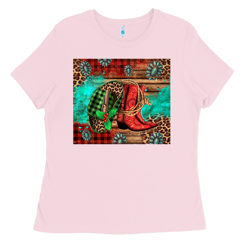 Country Boots And Cowboy Hat Christmas Ladies Tee by Jasminsmagicworld | Teevron