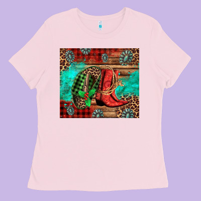Country Boots And Cowboy Hat Christmas Ladies Tee Designed By Jasminsmagicworld