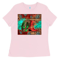 Bubblegum Pink country boots and cowboy hat christmas Ladies Tee - Jasminsmagicworld