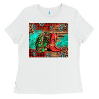 White country boots and cowboy hat christmas Ladies Tee - Jasminsmagicworld