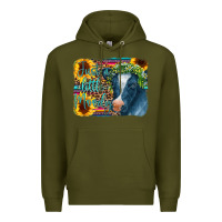 Army Green Cow Serape Just a Little Moody Premium Hoodie - CowCowDesign