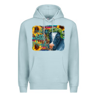 Blue Mist Cow Serape Just a Little Moody Premium Hoodie - CowCowDesign